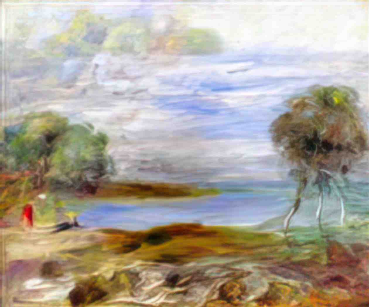 Pierre Auguste Renoir two figures by the water Art A4 Photo Print