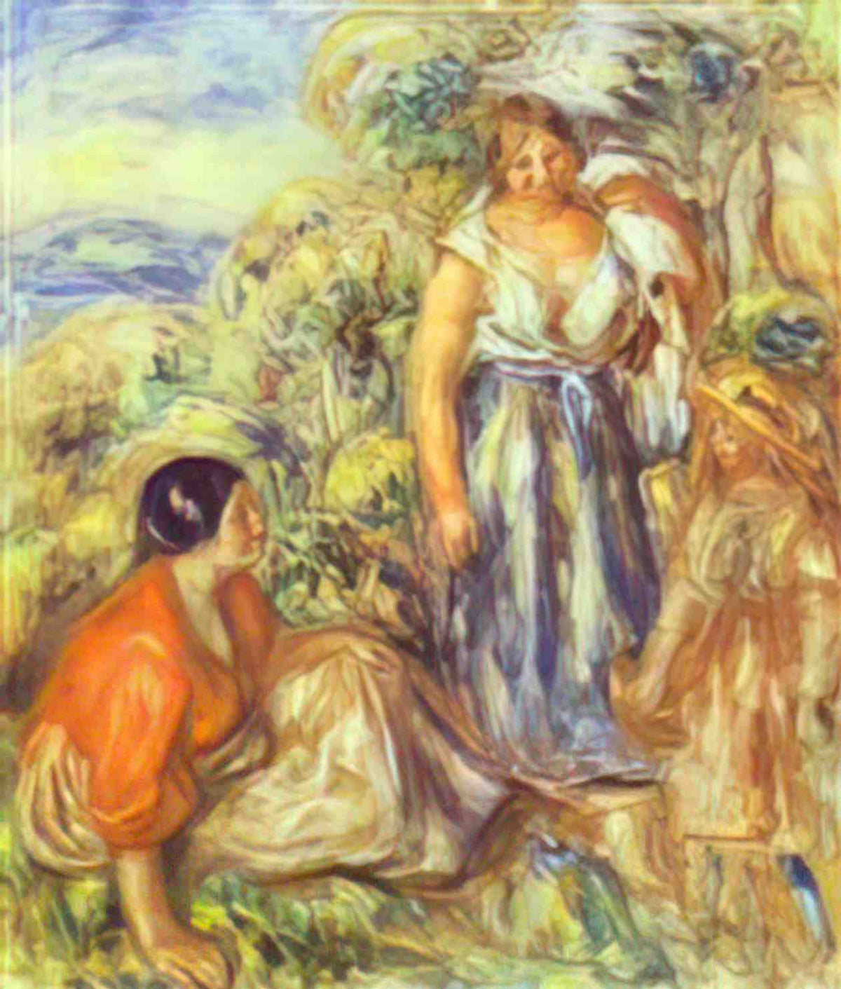 Pierre Auguste Renoir two women and a child Art A4 Photo Print