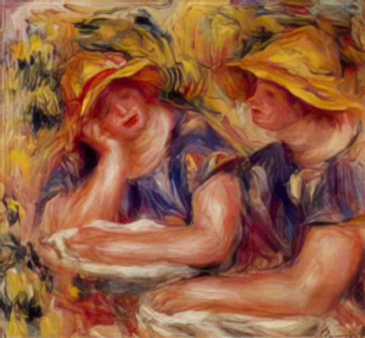 Pierre Auguste Renoir two women in blue blouses 1919 Art A4 Photo Print