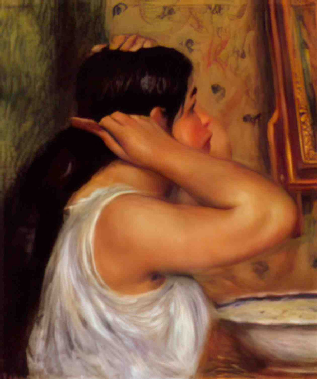 Pierre Auguste Renoir woman combing her hair 1908 Art A4 Photo Print