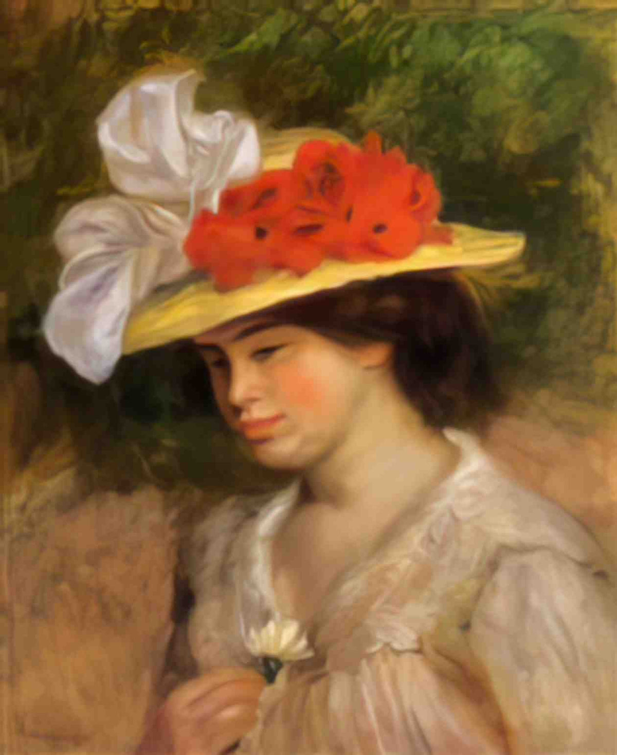 Pierre Auguste Renoir woman in a flowered hat Art A4 Photo Print