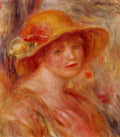 Pierre Auguste Renoir woman in a straw hat 1918 Art A4 Photo Print