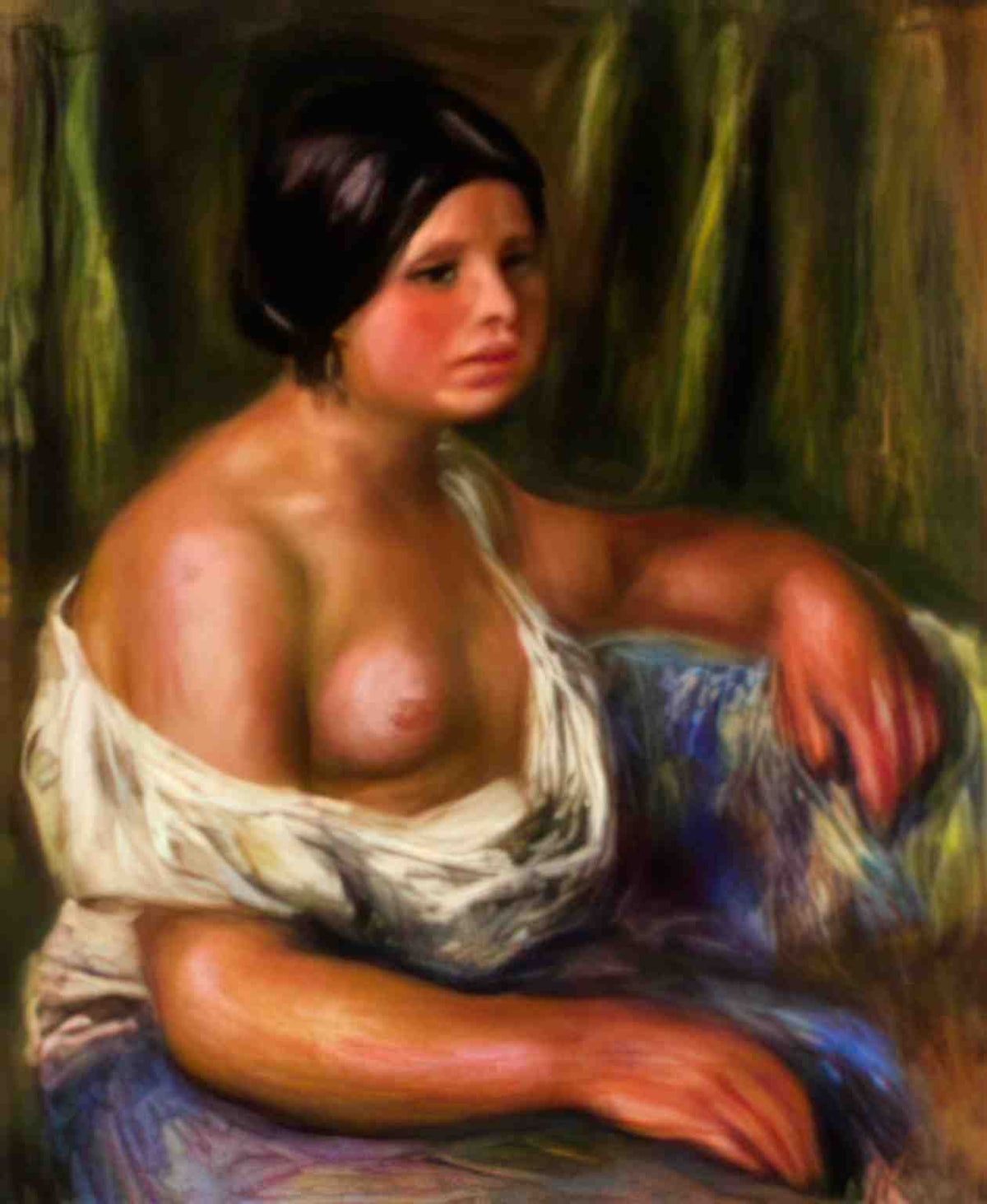 Pierre Auguste Renoir woman in blue Art A4 Photo Print