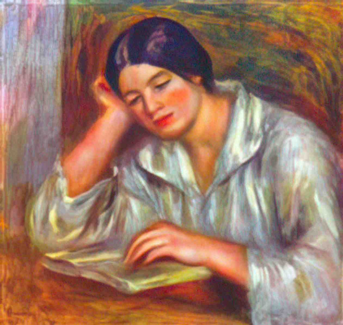 Pierre Auguste Renoir woman in white 1916 Art A4 Photo Print