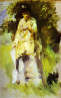 Pierre Auguste Renoir woman standing by a tree Art A4 Photo Print
