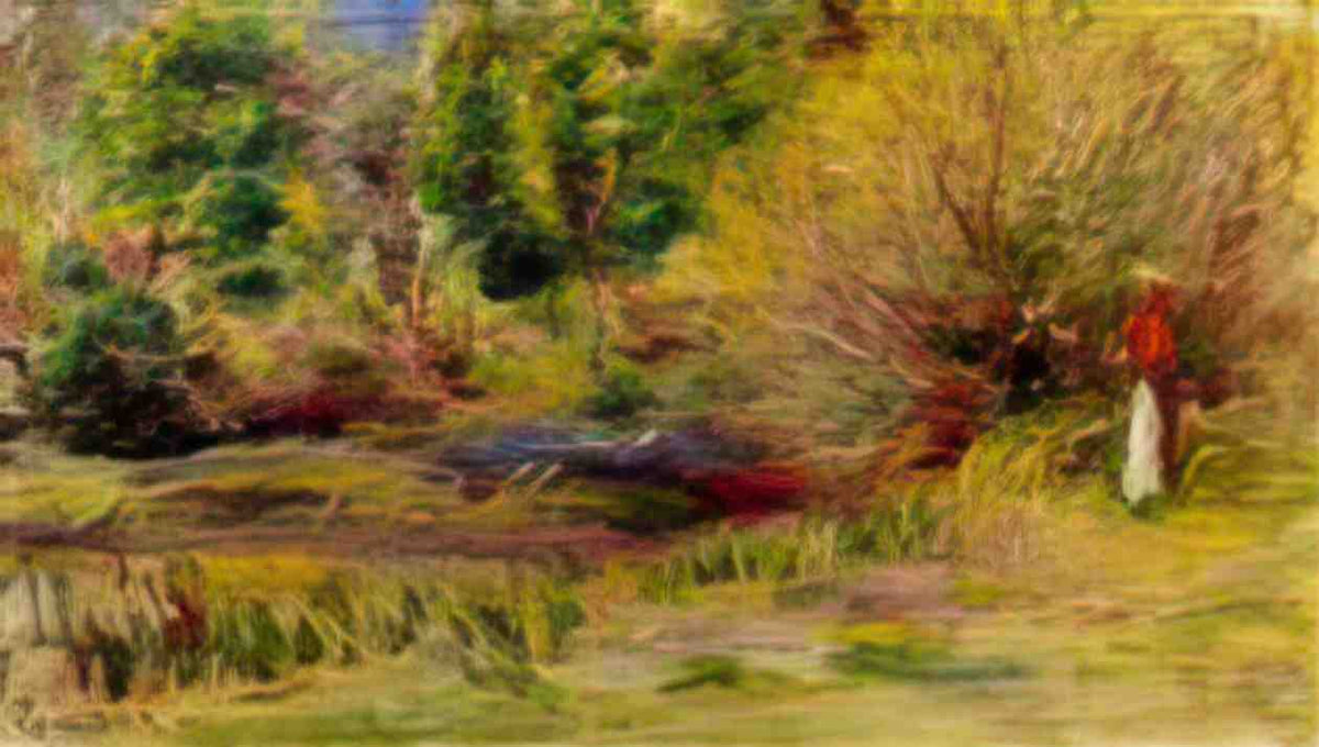 Pierre Auguste Renoir woman wearing a hat in a landscape Art A4 Photo Print