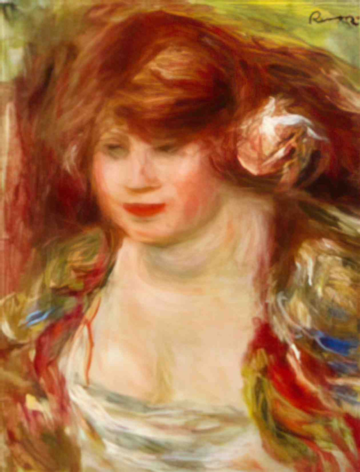 Pierre Auguste Renoir woman wearing a rose andree 1919 Art A4 Photo Print