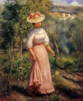 Pierre Auguste Renoir young woman in red in the fields 1900 Art A4 Photo Print