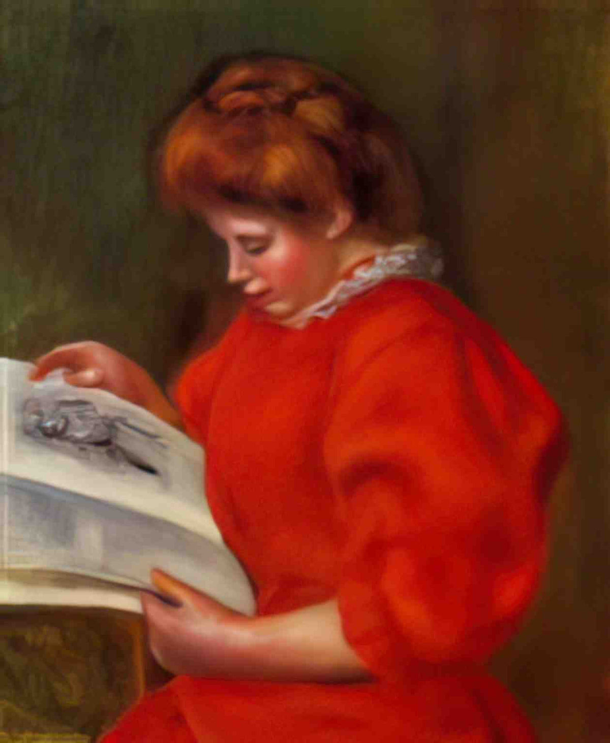 Pierre Auguste Renoir young woman looking at a print 1896 Art A4 Photo Print