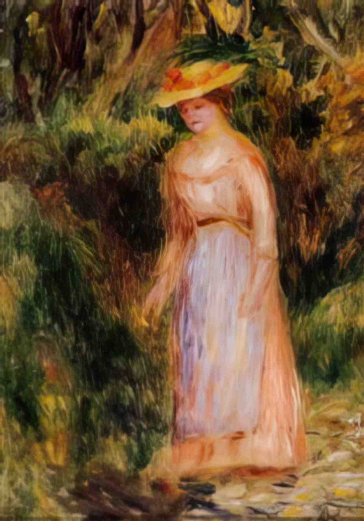 Pierre Auguste Renoir young woman taking a walk Art A4 Photo Print