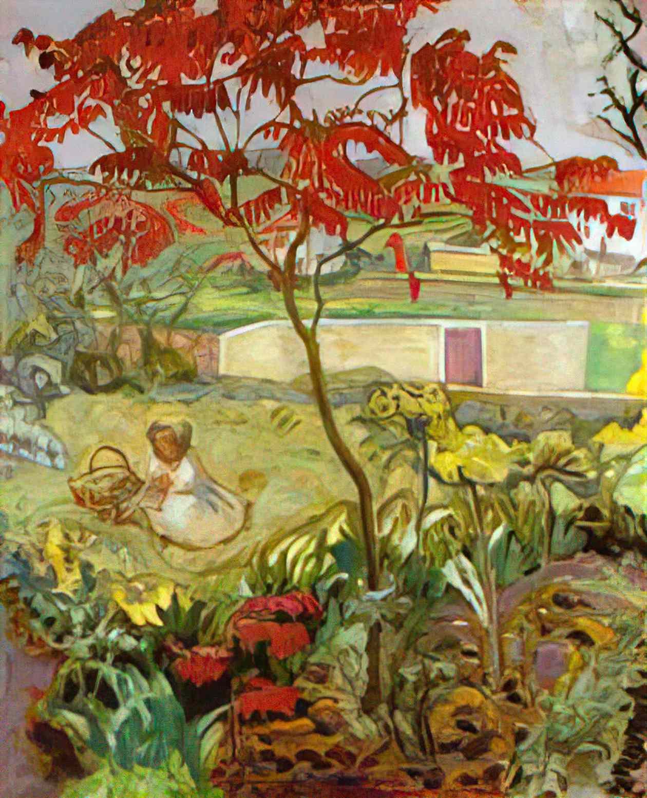 Pierre Bonnard garden with red tree 1909 Art A4 Photo Print