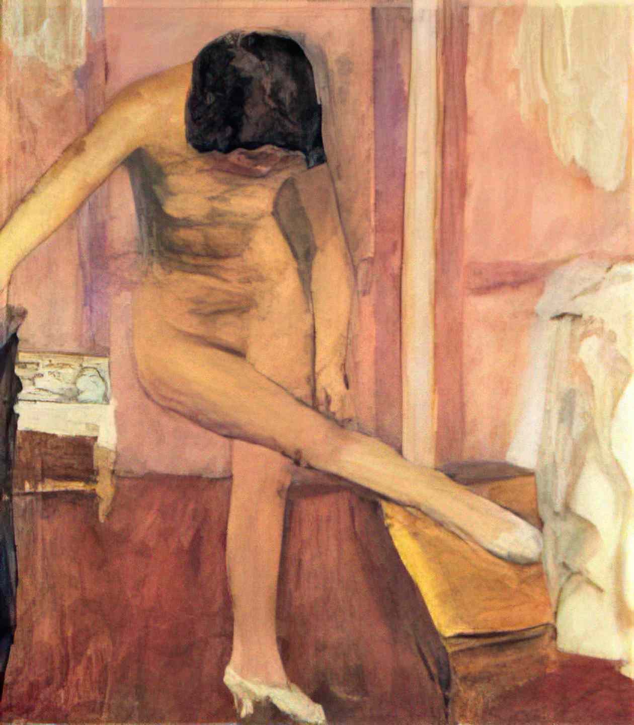 Pierre Bonnard nude bending down 1923 Art A4 Photo Print