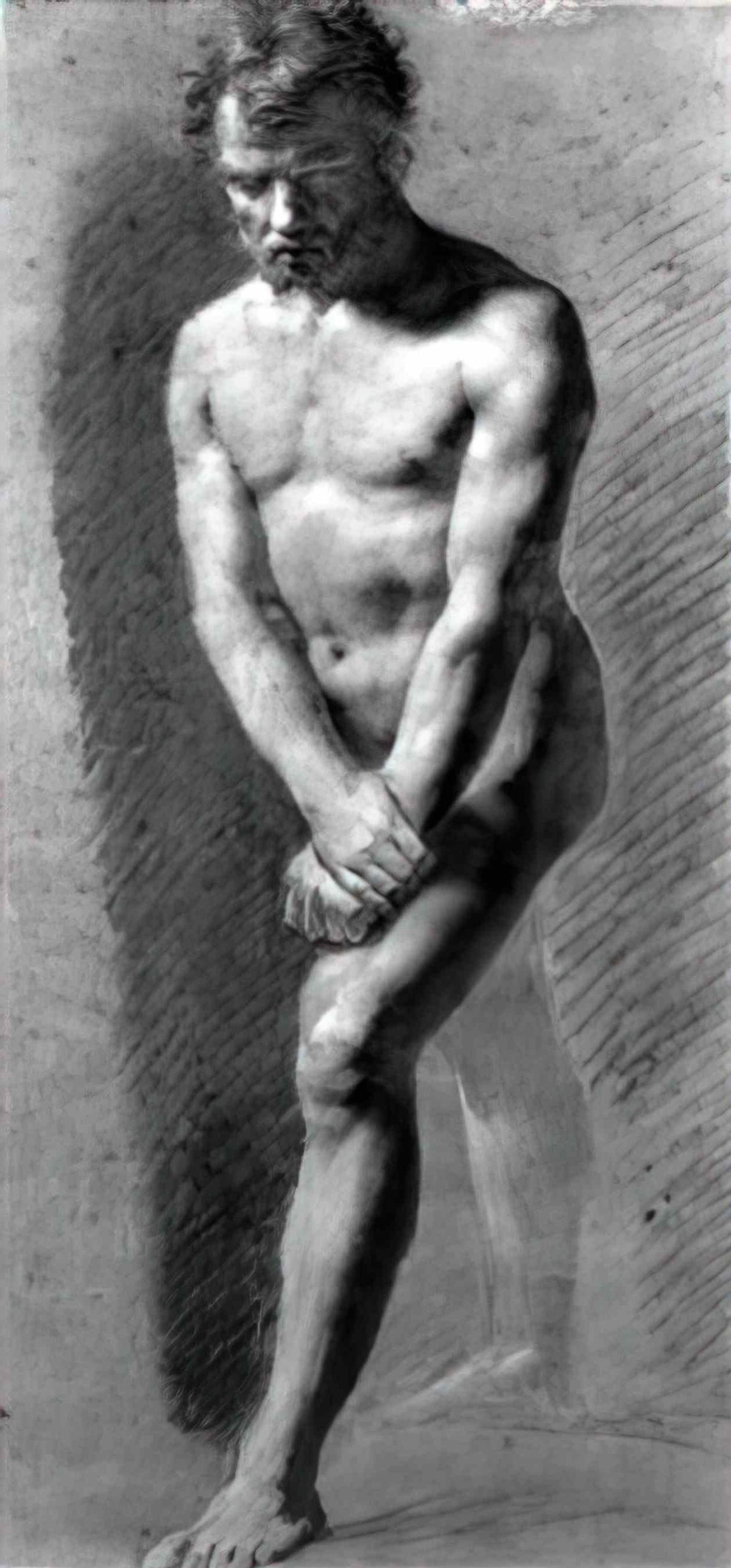 Pierre Paul Prud'hon male nude grasping his wrists Art A4 Photo Print