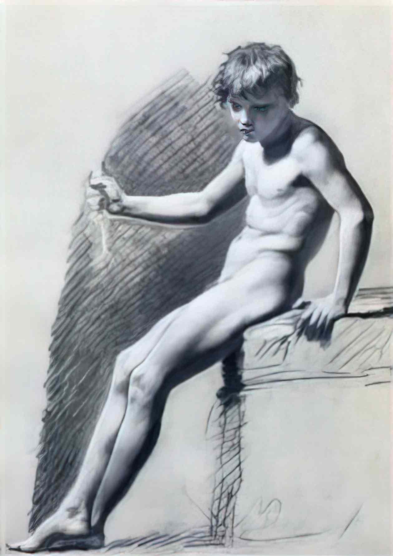 Pierre Paul Prud'hon seated nude figure Art A4 Photo Print
