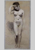 Pierre Paul Prudhon drawing of female nude with charcoal and chalk A4 Photo Print