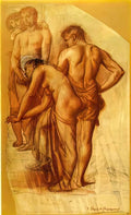 Pierre Puvis de Chavannes study for four figures in rest Art A4 Photo Print
