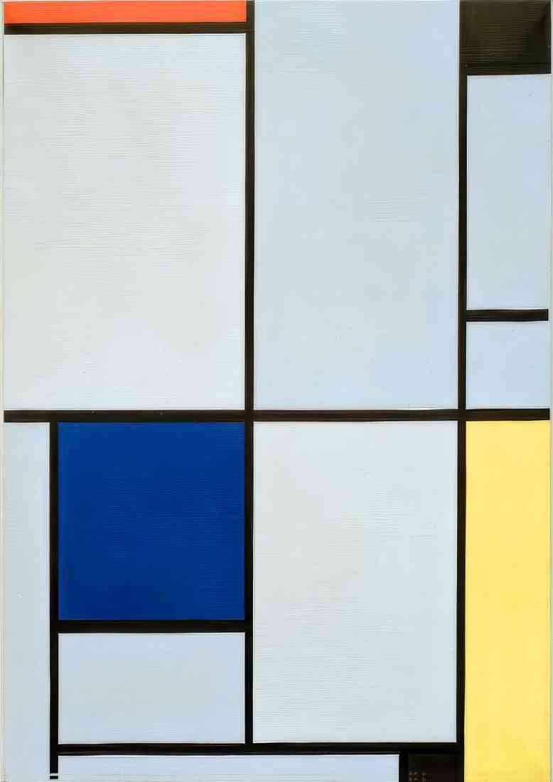 Piet Mondrian Tableau I Komposition mit Rot Schwarz Blau und Gel MeisterDrucke 680837 A4 Photo Print