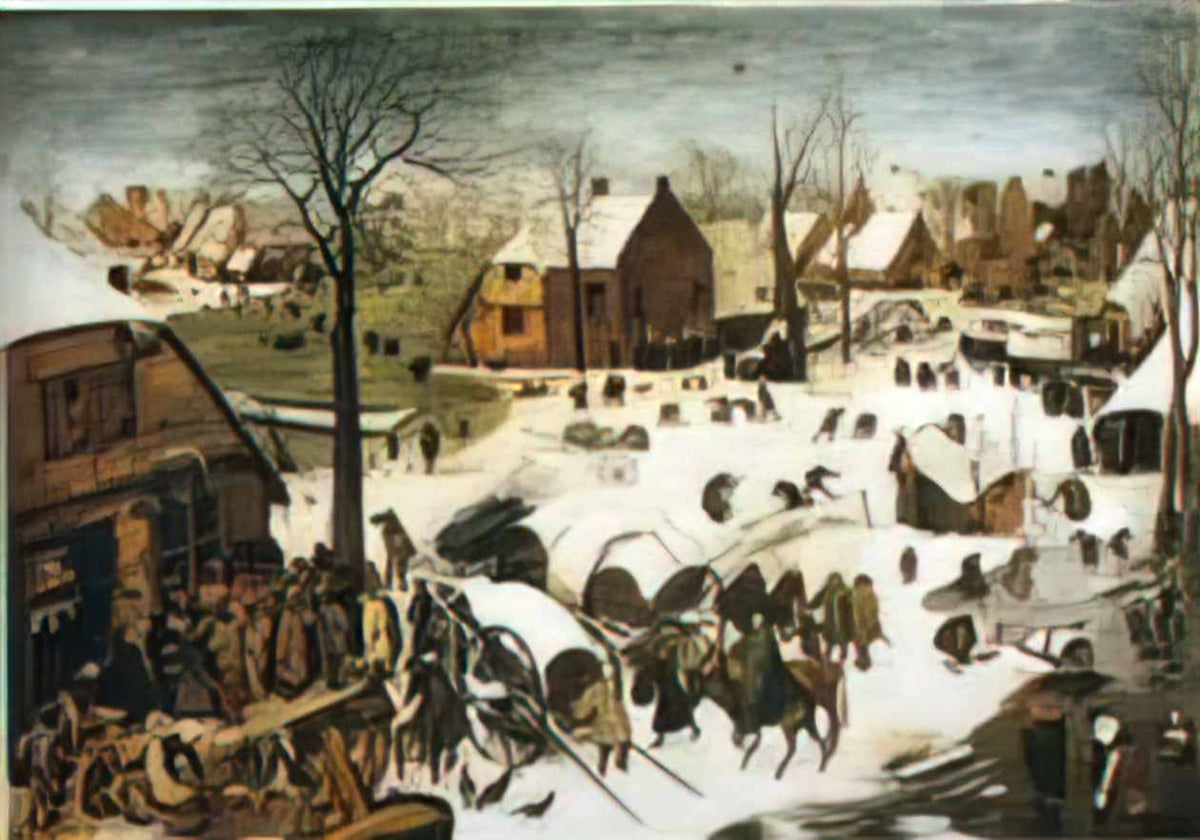 Pieter Bruegel the Elder census at bethlehem 1566 Art A4 Photo Print