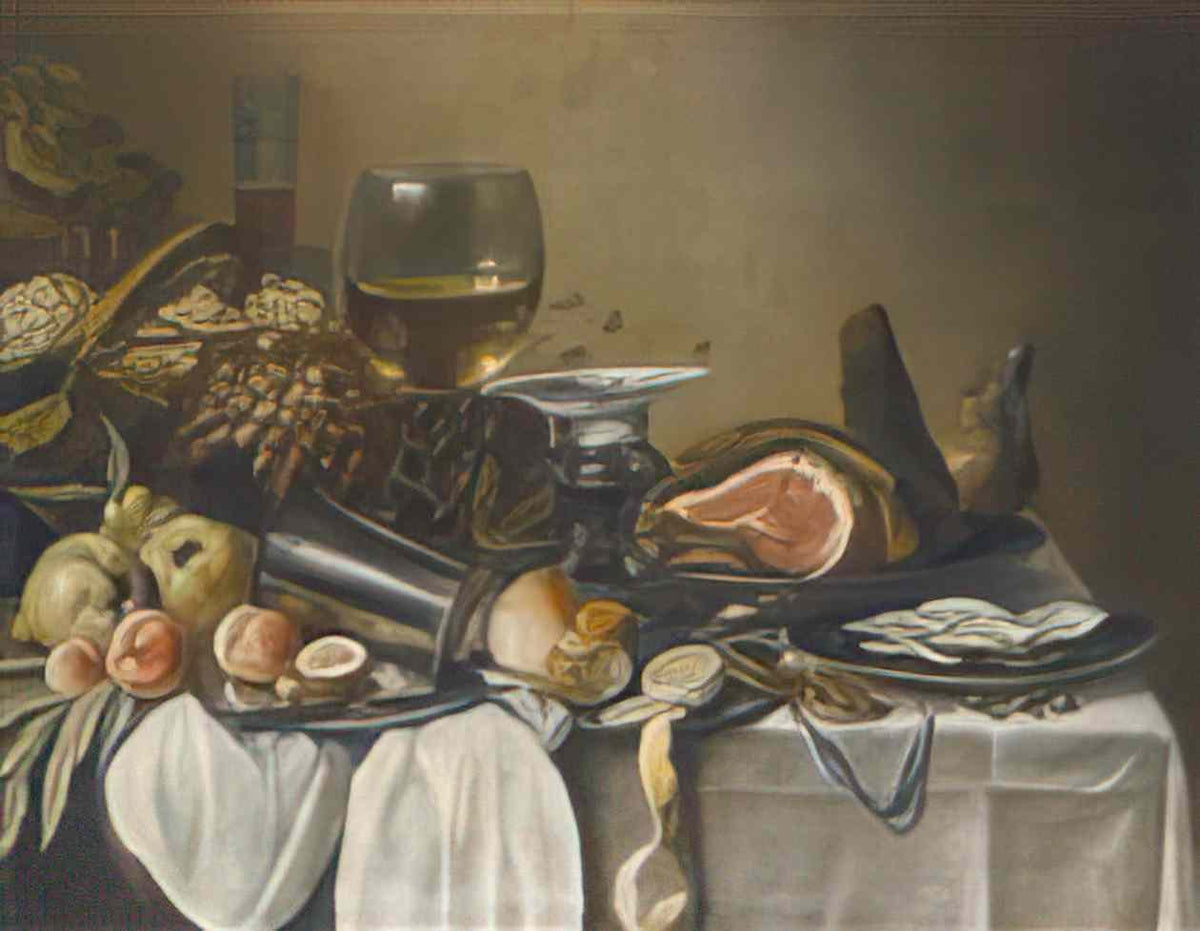Pieter Claesz still life with ham Art A4 Photo Print