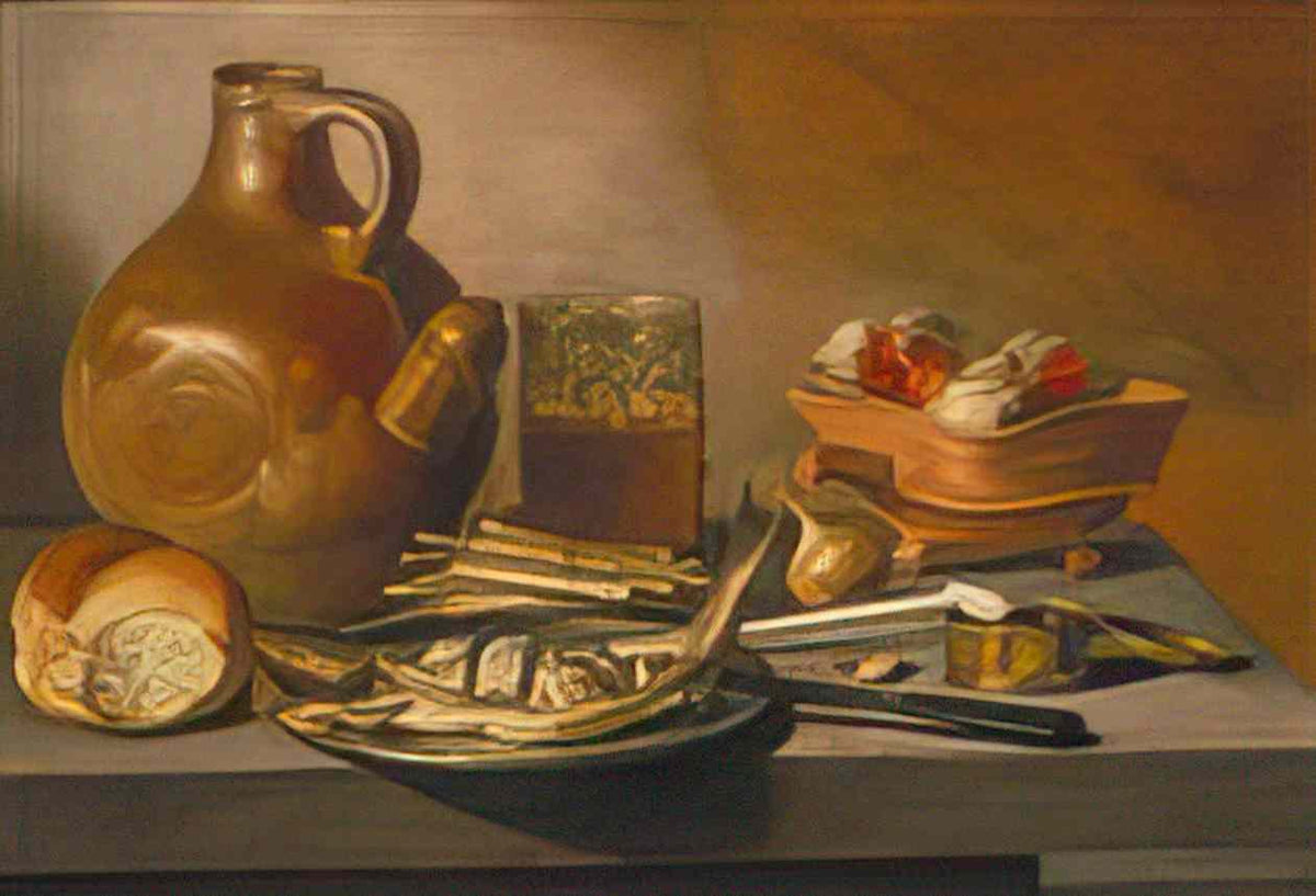 Pieter Claesz still life with herring wine and bread 1644 Art A4 Photo Print