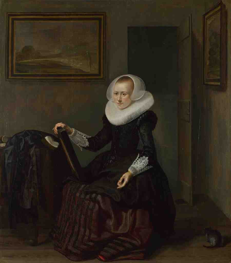 Pieter Codde A Woman holding a Mirror A4 Photo Print