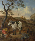 Pieter Verbeeck A White Horse standing by a Sleeping Man A4 Photo Print