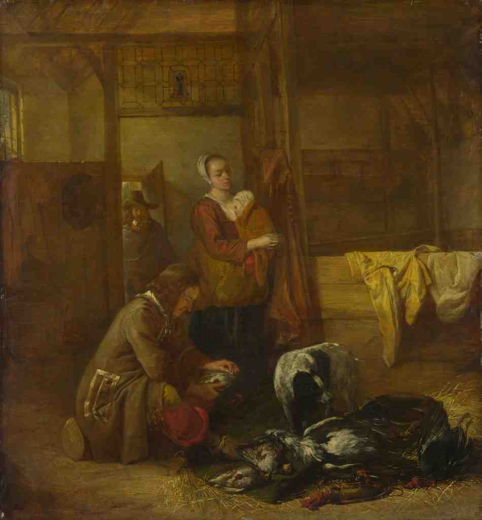 Pieter de Hooch A Man with Dead Birds, and Other Figures, in a Stable A4 Photo Print