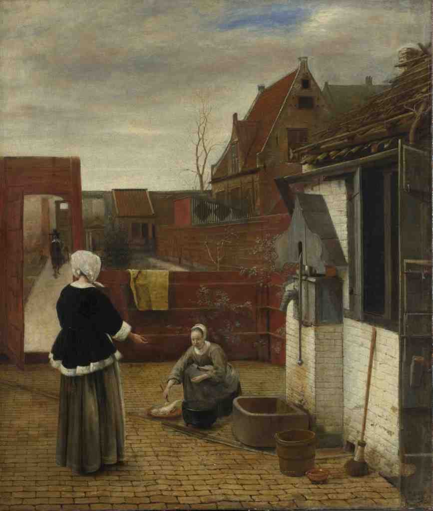 Pieter de Hooch A Woman and her Maid in a Courtyard A4 Photo Print