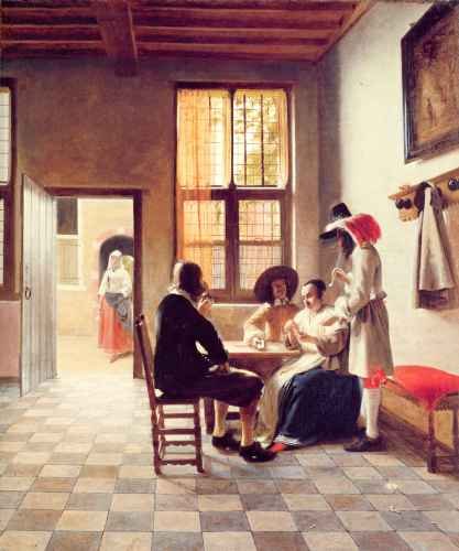 Pieter de Hooch Card Players in a Sunlit Room A4 Photo Print