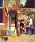 Pieter de Hooch Figures Drinking in a Courtyard A4 Photo Print
