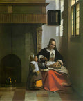 Pieter de Hooch a woman peeling apples Art A4 Photo Print
