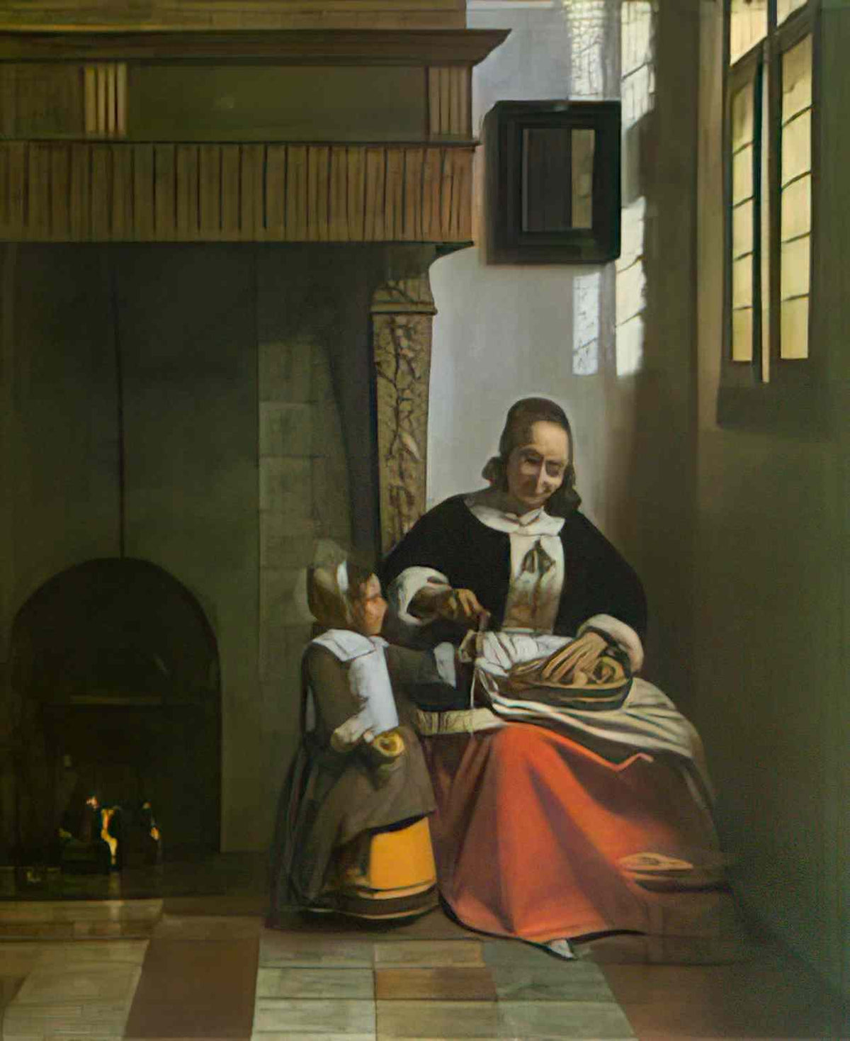 Pieter de Hooch a woman peeling apples Art A4 Photo Print