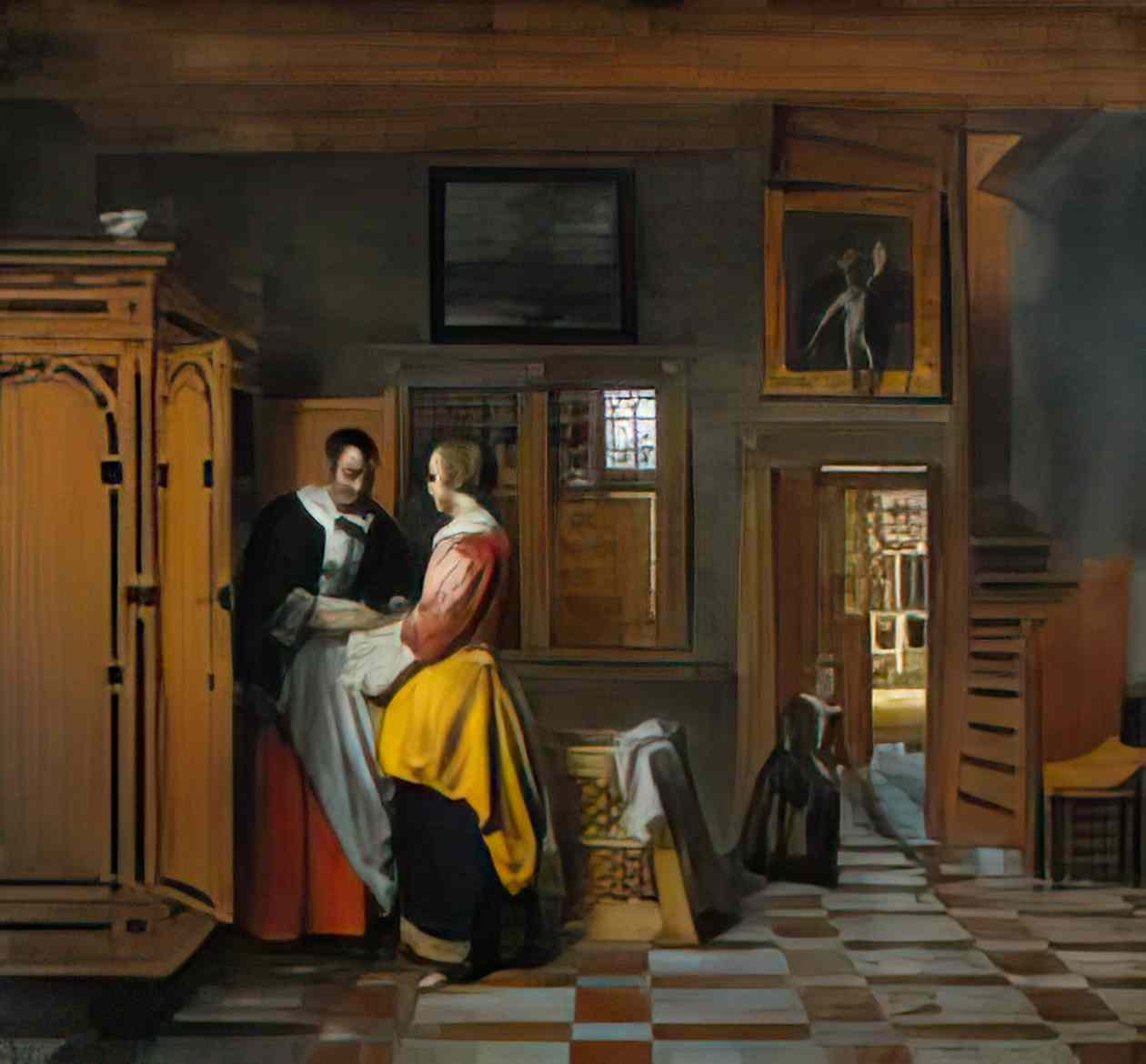 Pieter de Hooch at the linen closet 1663(1) Art A4 Photo Print