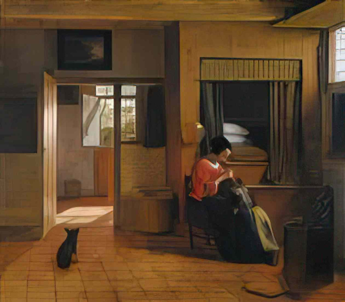 Pieter de Hooch interior with a mother delousing her child 1660 Art A4 Photo Print