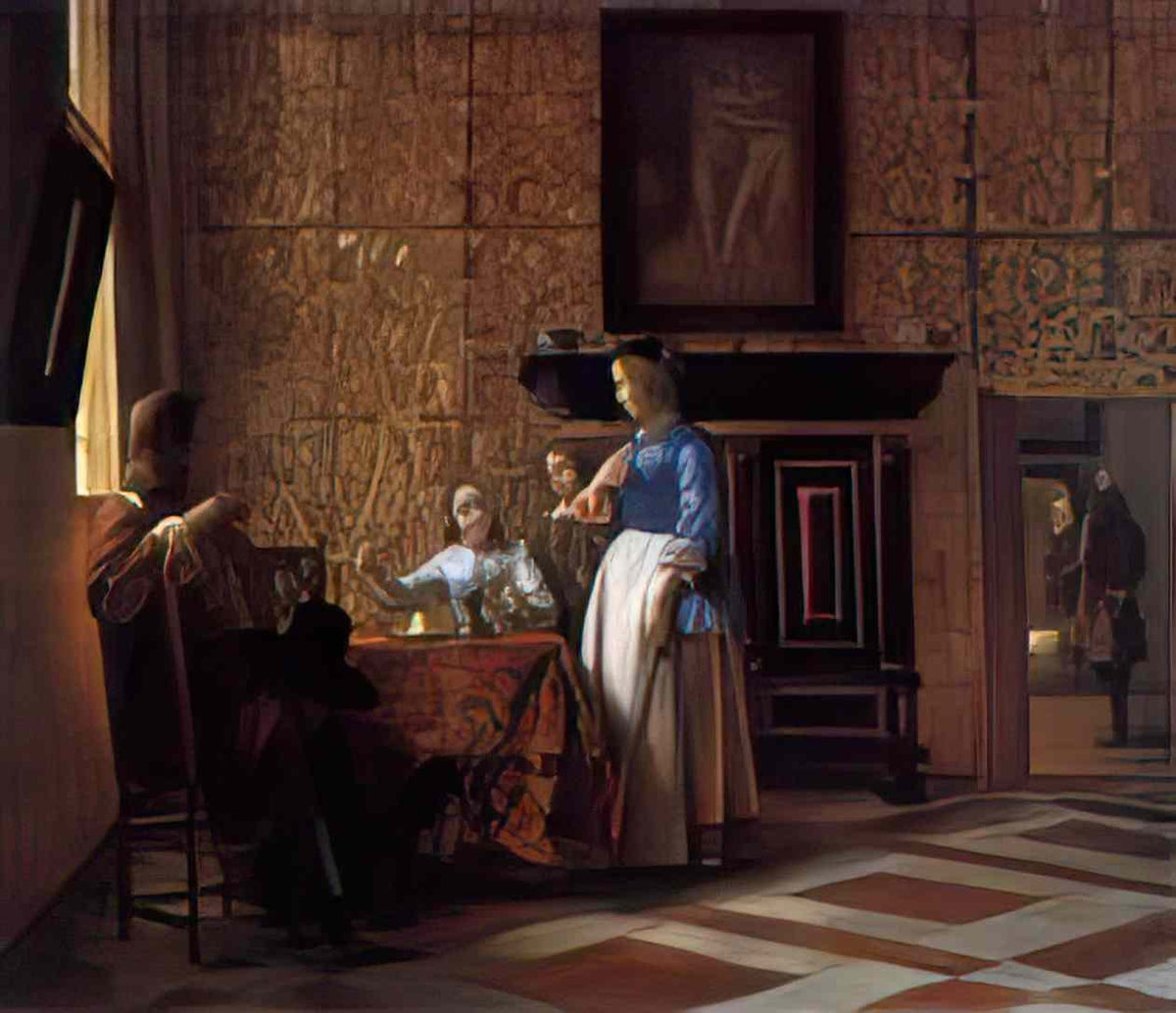 Pieter de Hooch interior with figures Art A4 Photo Print