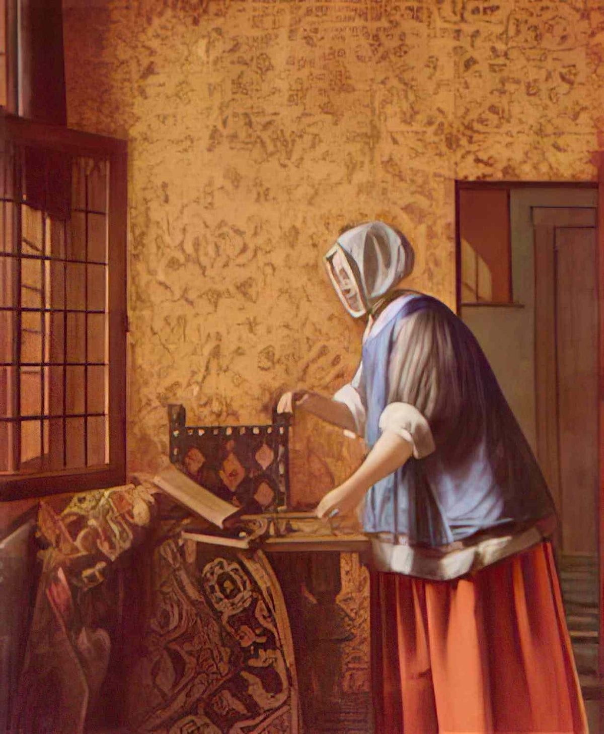 Pieter de Hooch woman weighing gold coins Art A4 Photo Print
