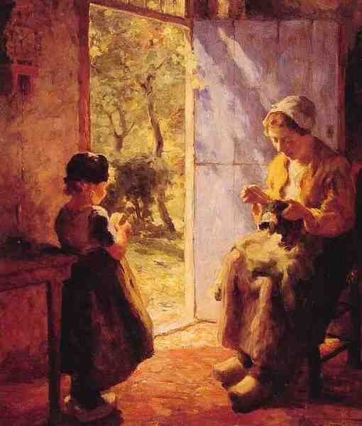 Pieters Evert The Sewing Lesson A4 Photo Print