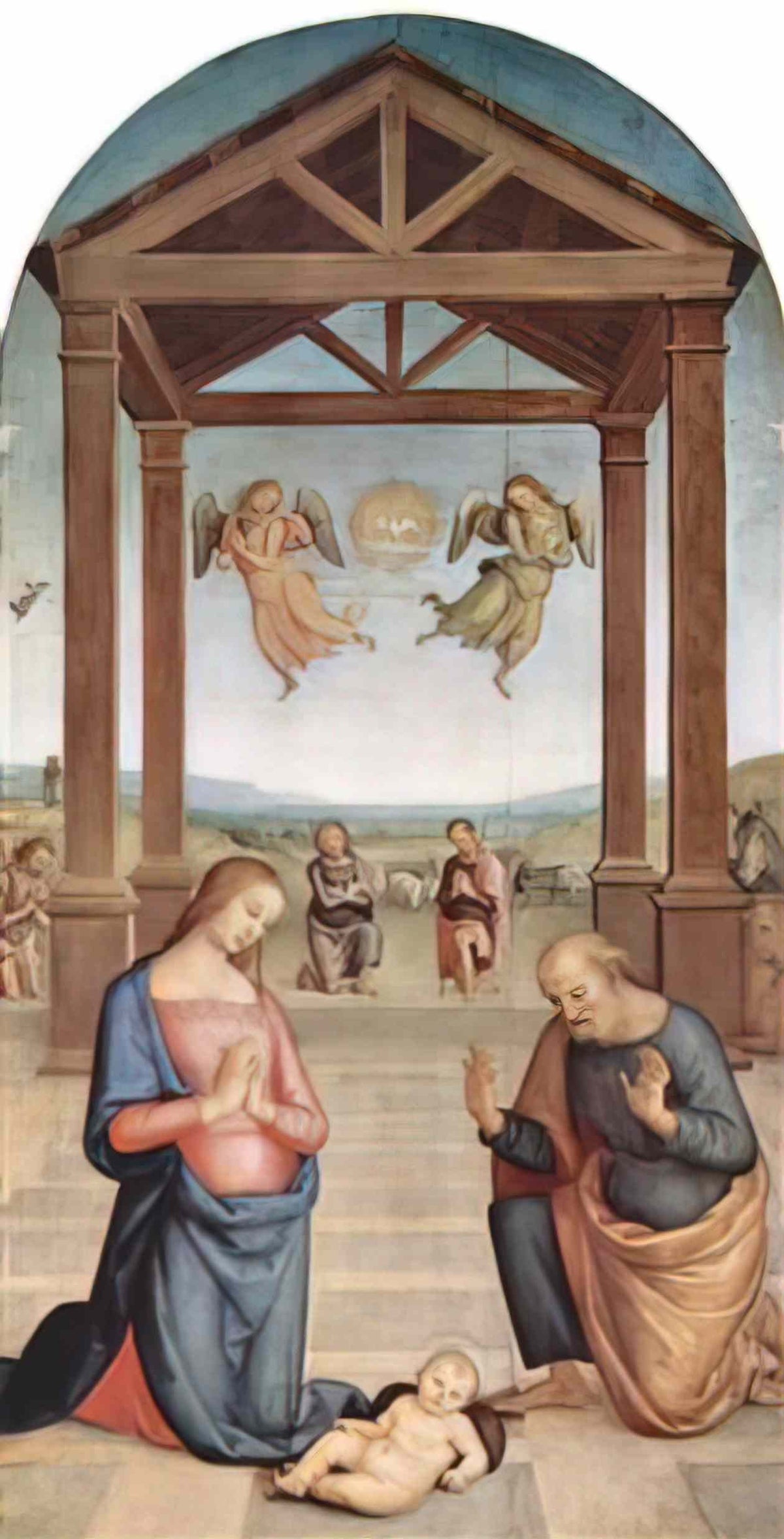 Pietro Perugino altarpiece of st augustine adoration of the shepherds Art A4 Photo Print