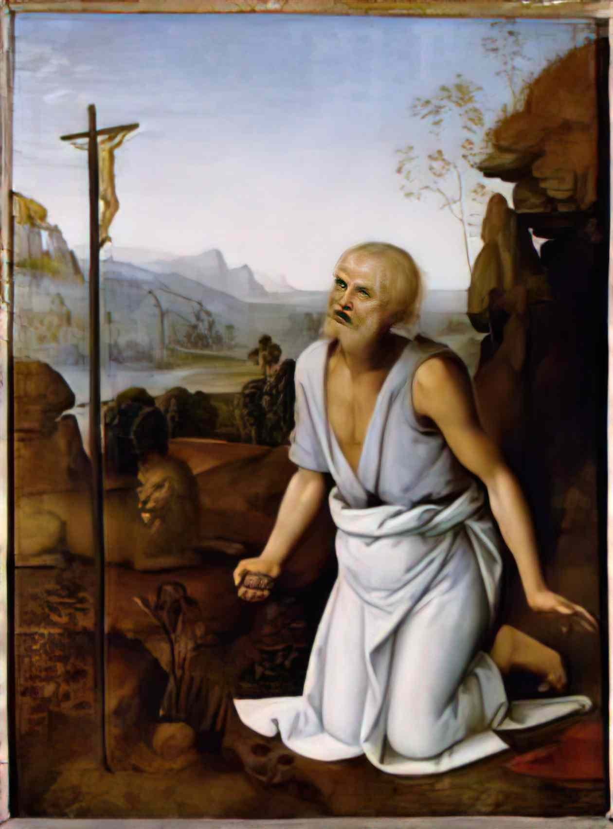 Pietro Perugino bender st jerome Art A4 Photo Print