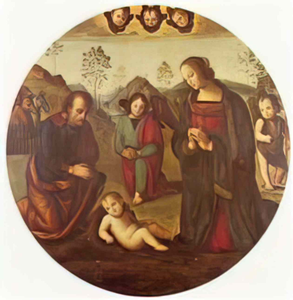 Pietro Perugino birth of christ tondo Art A4 Photo Print