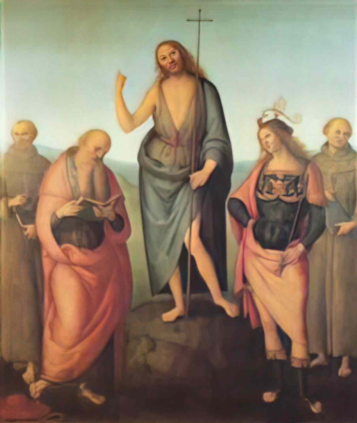 Pietro Perugino john the baptist and four saints Art A4 Photo Print