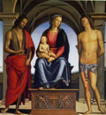 Pietro Perugino madonna and child with st john the baptist and st seb Art A4 Photo Print