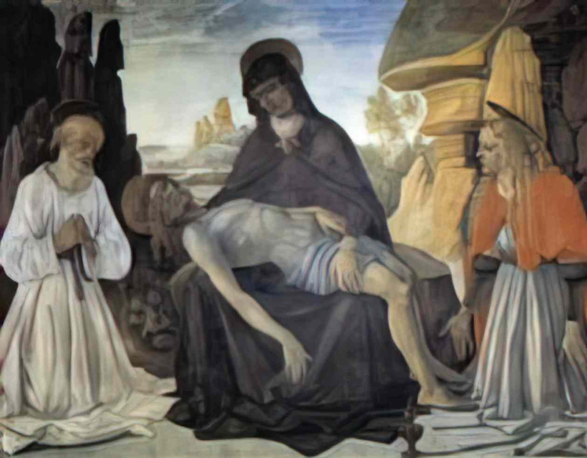 Pietro Perugino pieta with st jerome and santa maria magdalena Art A4 Photo Print