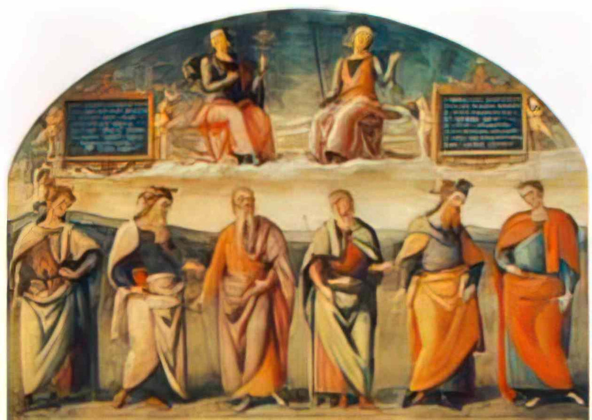 Pietro Perugino prudence and justice with six antique wisemen Art A4 Photo Print