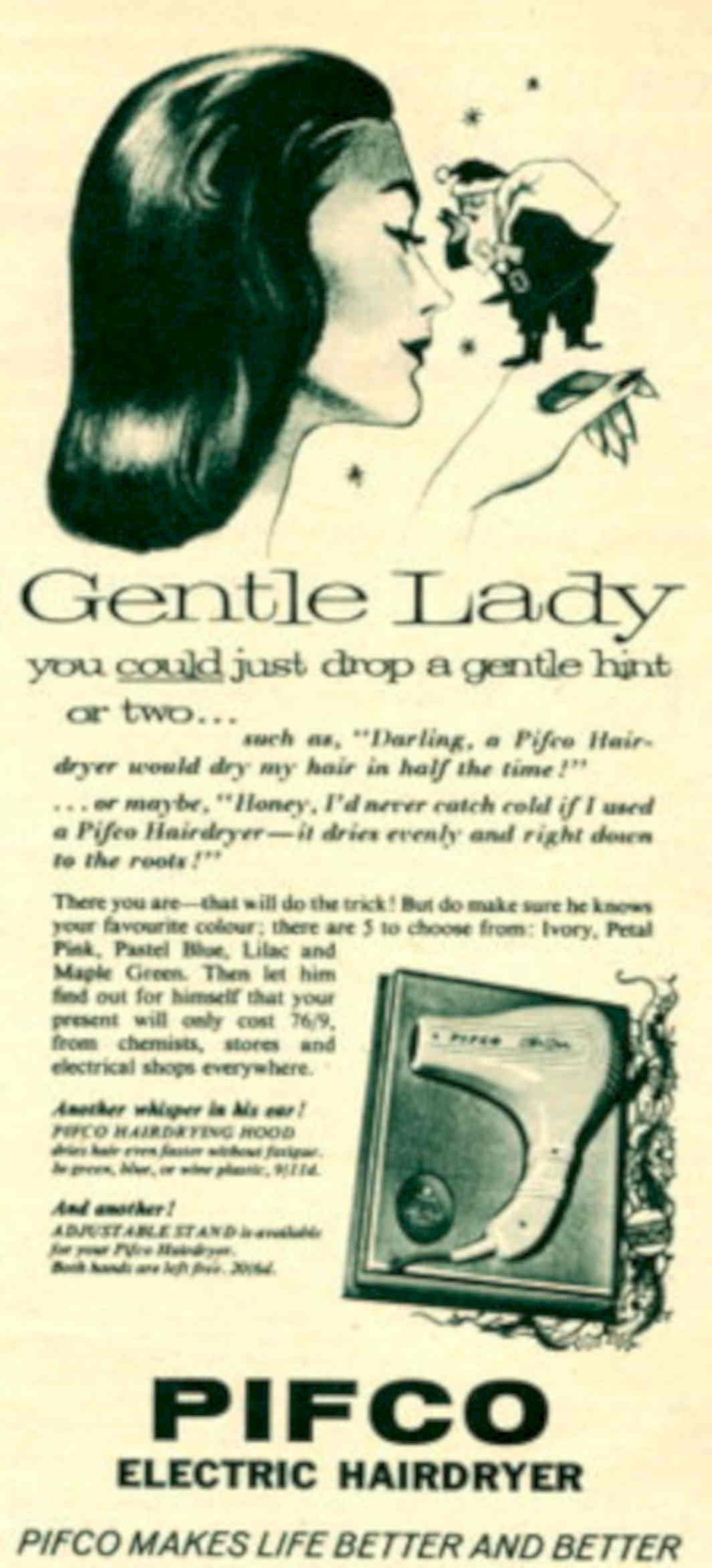 Pifco Hairdryer Lady 1950s Vintage Retro Advert Poster