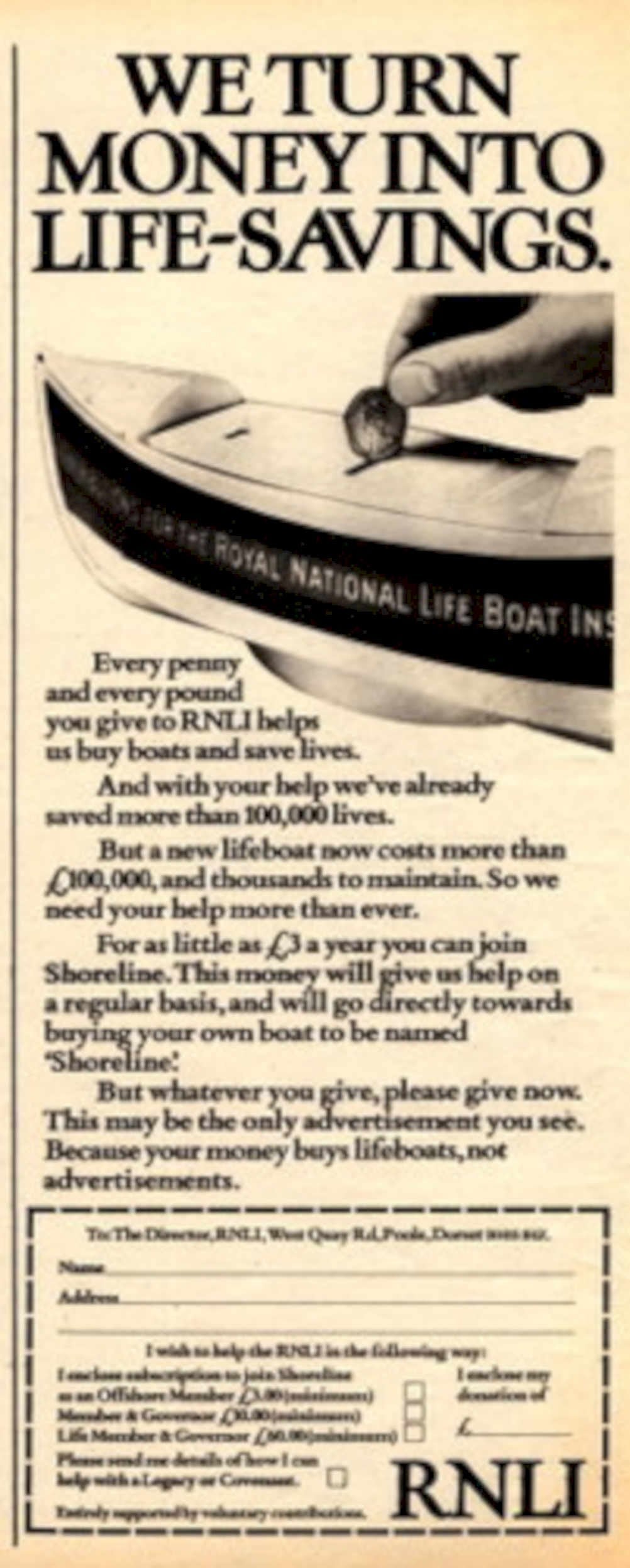 Piggy Bank Lifeboats 1970s Vintage Retro Advert