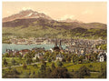 Pilatus and Lucerne Lucerne Vintage A4 Photo Print