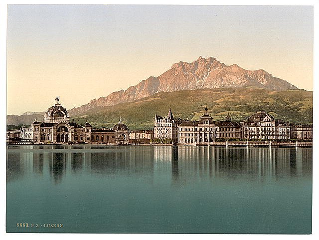 Pilatus seen from Neuschweizerhaus Lucerne Vintage A4 Photo Print