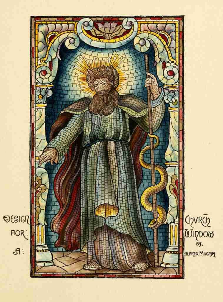 Pilgrim Alfred Belcher Mosaic Glass 1886 Church window design A4 Photo Print