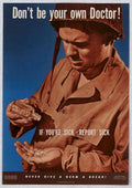 Pill Soldier Blue American World War II Advert Poster